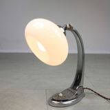 Mid-century flower chrome and opaline table lamp