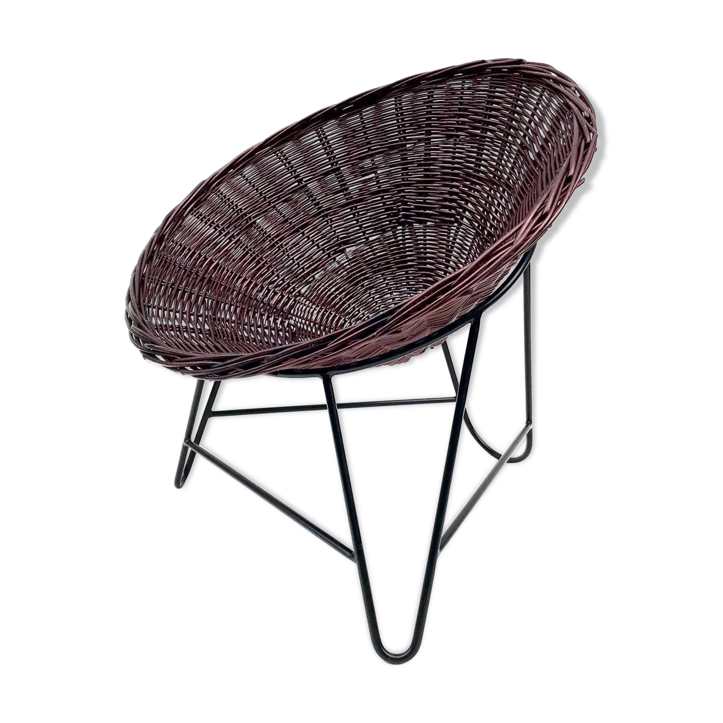 Rattan chair / armchair in the form of a woven basket from the 80's, Germany