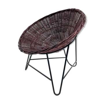 Rattan chair / armchair in the form of a woven basket from the 80's, Germany