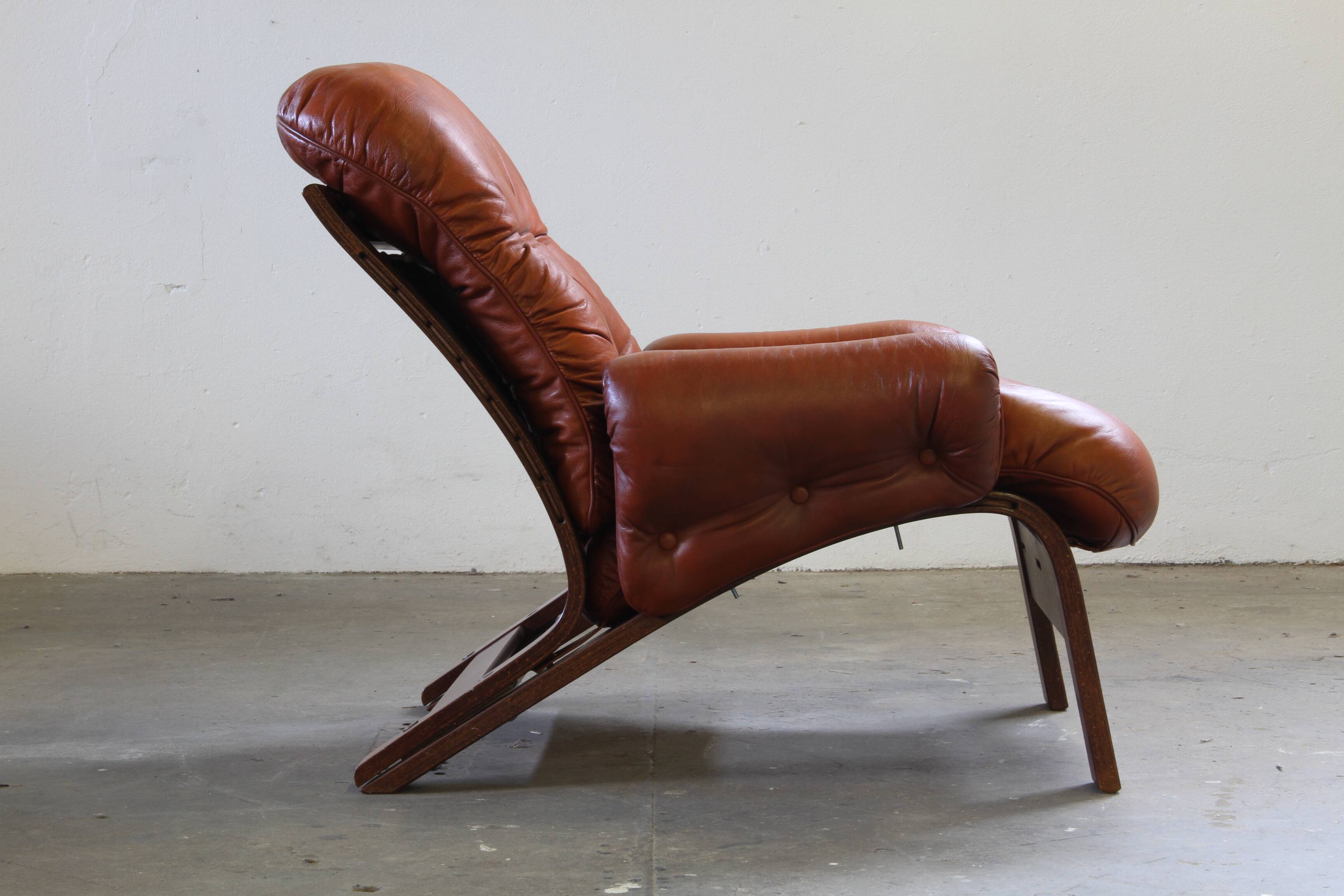 Vintage 1970s Leather Lounge Chairs by Elsa & Nordahl Solheim for Rybo Rykk