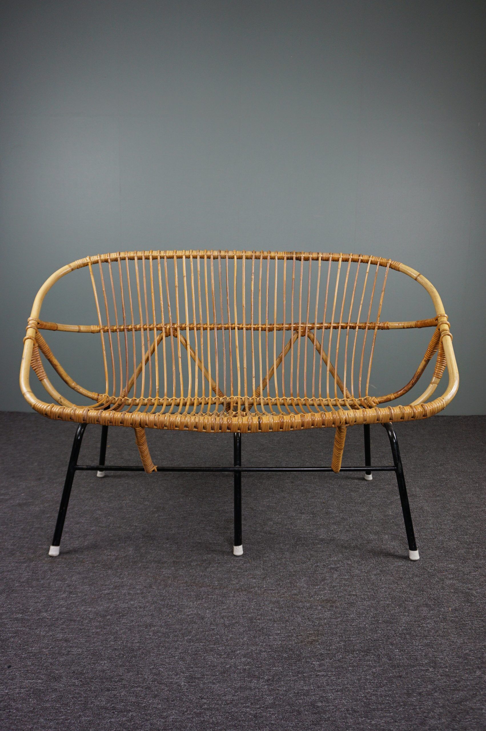 Rattan bench by Rohé Noordwolde