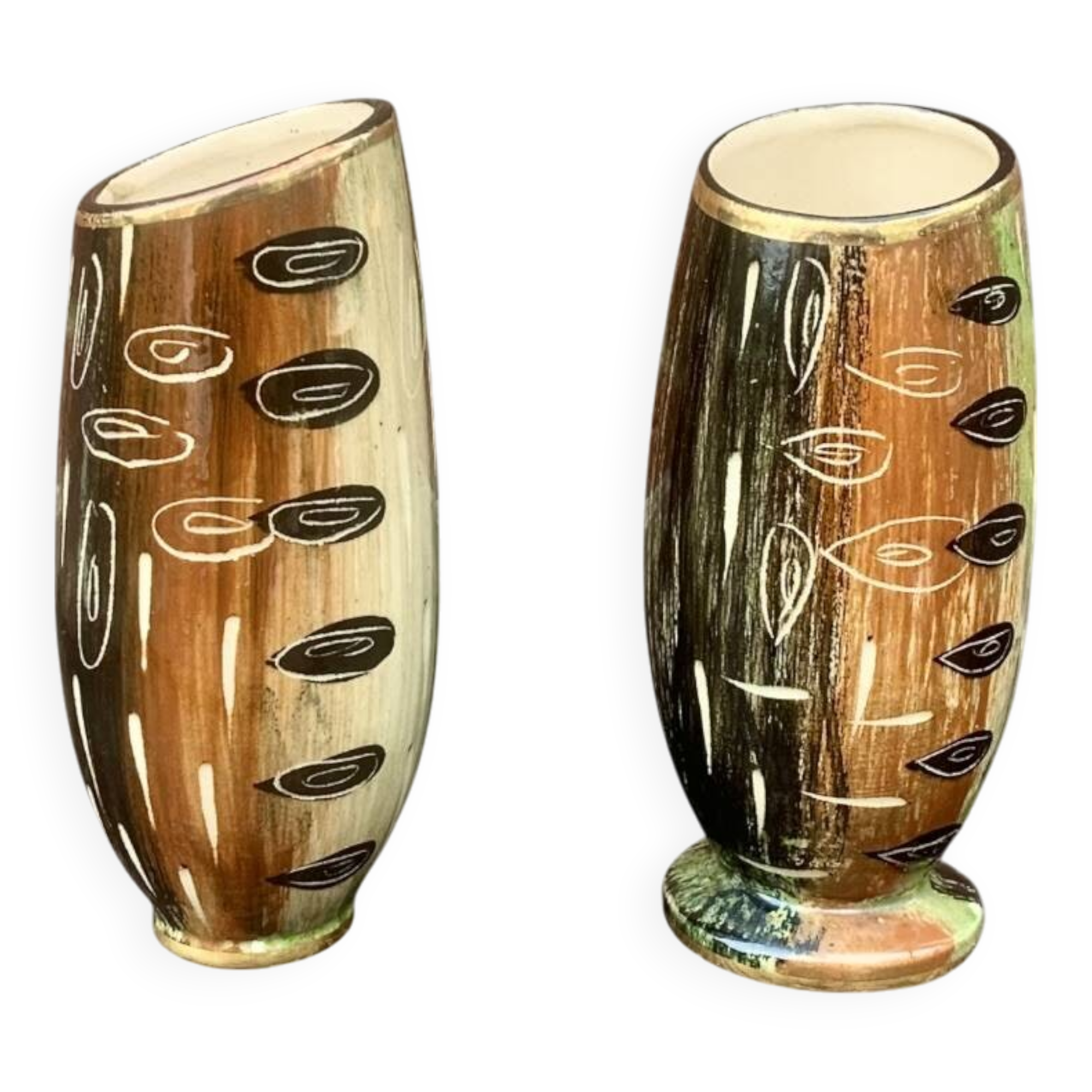 Two antique earthenware vases by Hubert Bequet (Belgium) - 1950s