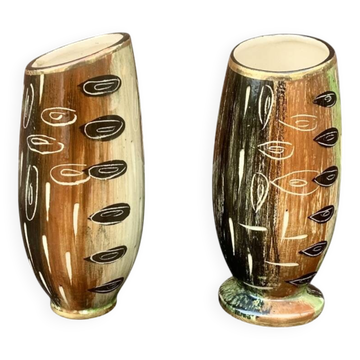 Two antique earthenware vases by Hubert Bequet (Belgium) - 1950s