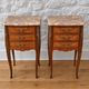 Pair of bedside tables in Louis XV style with 3 drawers, marquetry in rosewood.