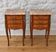 Pair of bedside tables in Louis XV style with 3 drawers, marquetry in rosewood.