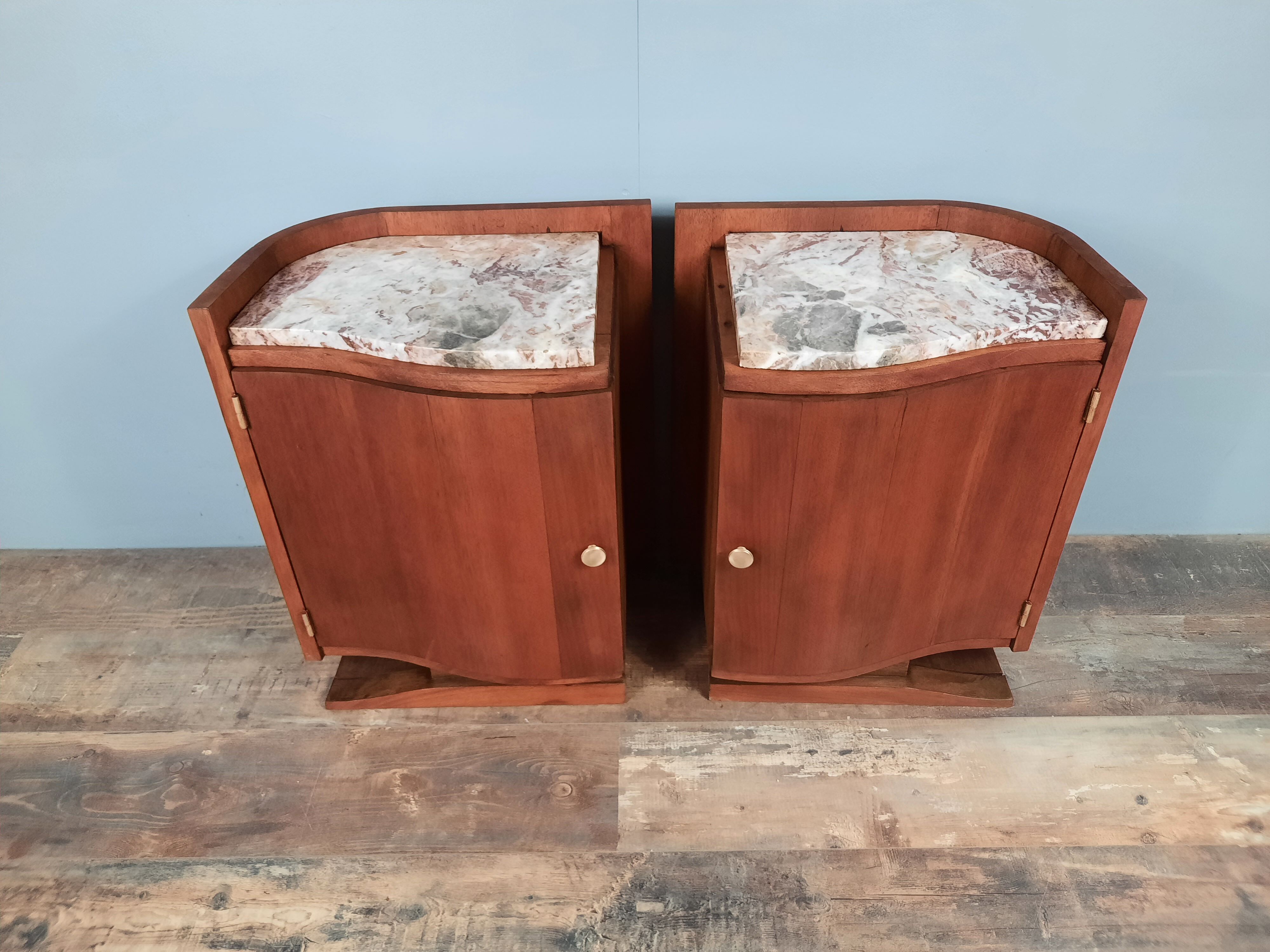 Pair of Art Deco mahogany bedsides