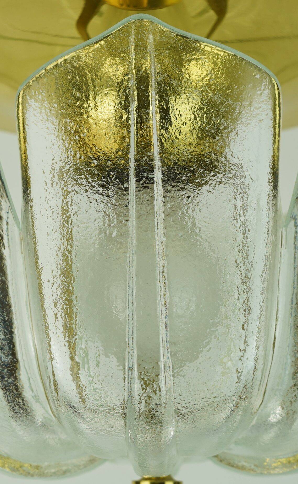 Limburg flush mount model a475 3031 flower-shaped glass shade and brass 70s