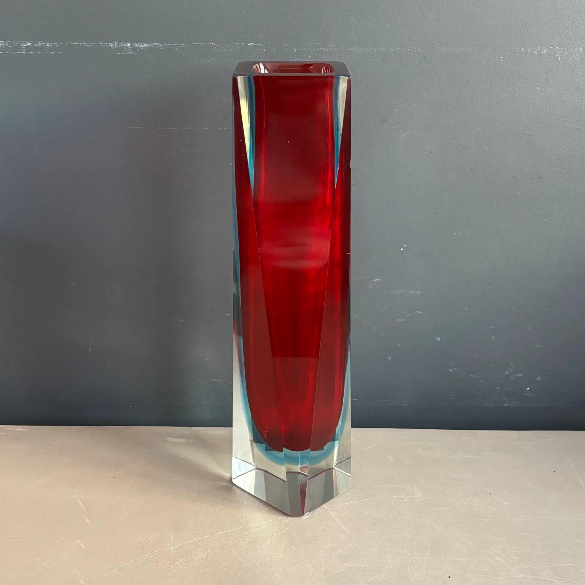 Murano vase sommerso large model red and blue - Mandruzzato - 1970s