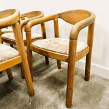Set of six Rainer Daumiller pine wood arm chairs, 1970s
