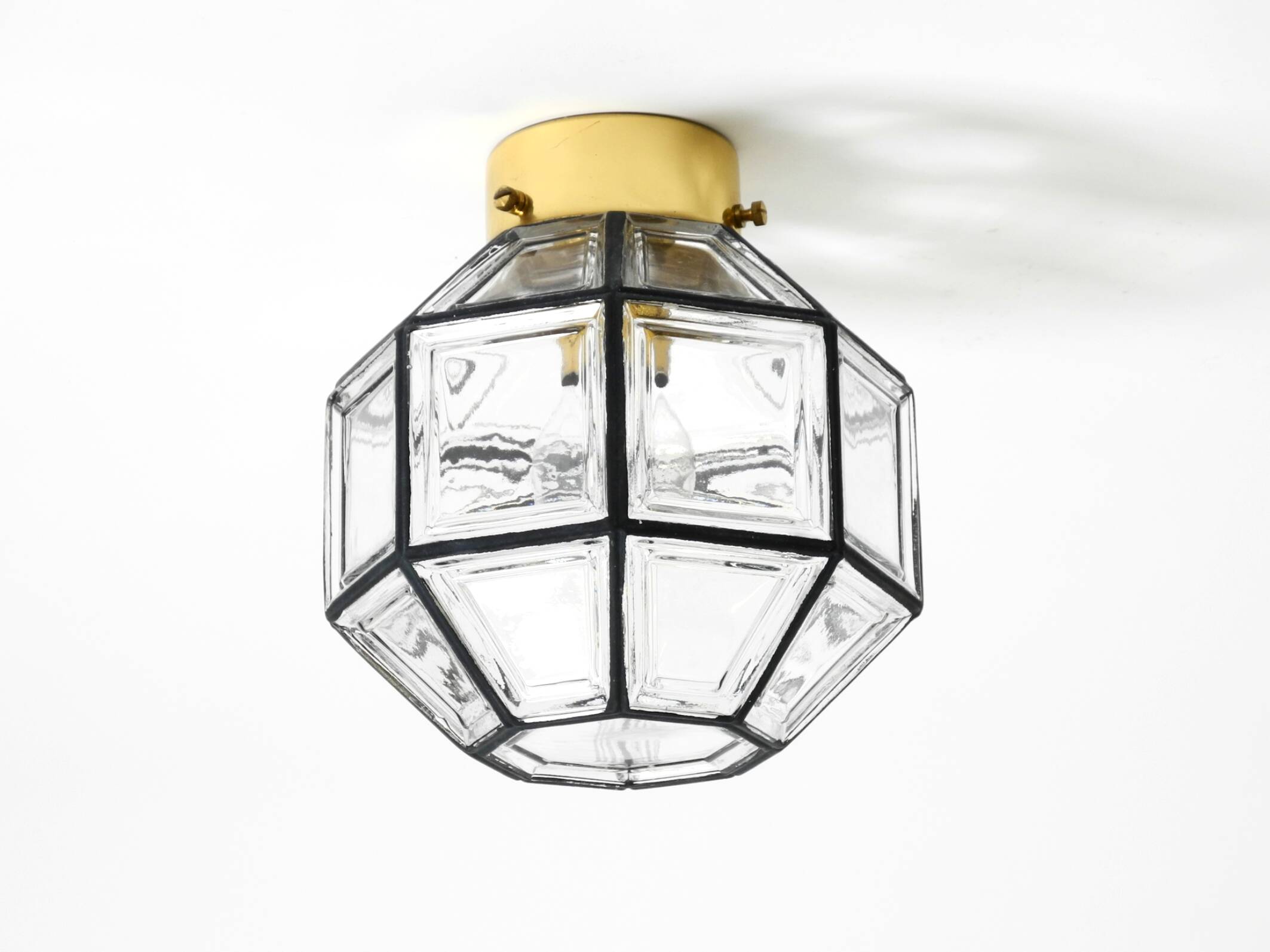 Beautiful 1970s Limburg glass ceiling lamp in octagon shape