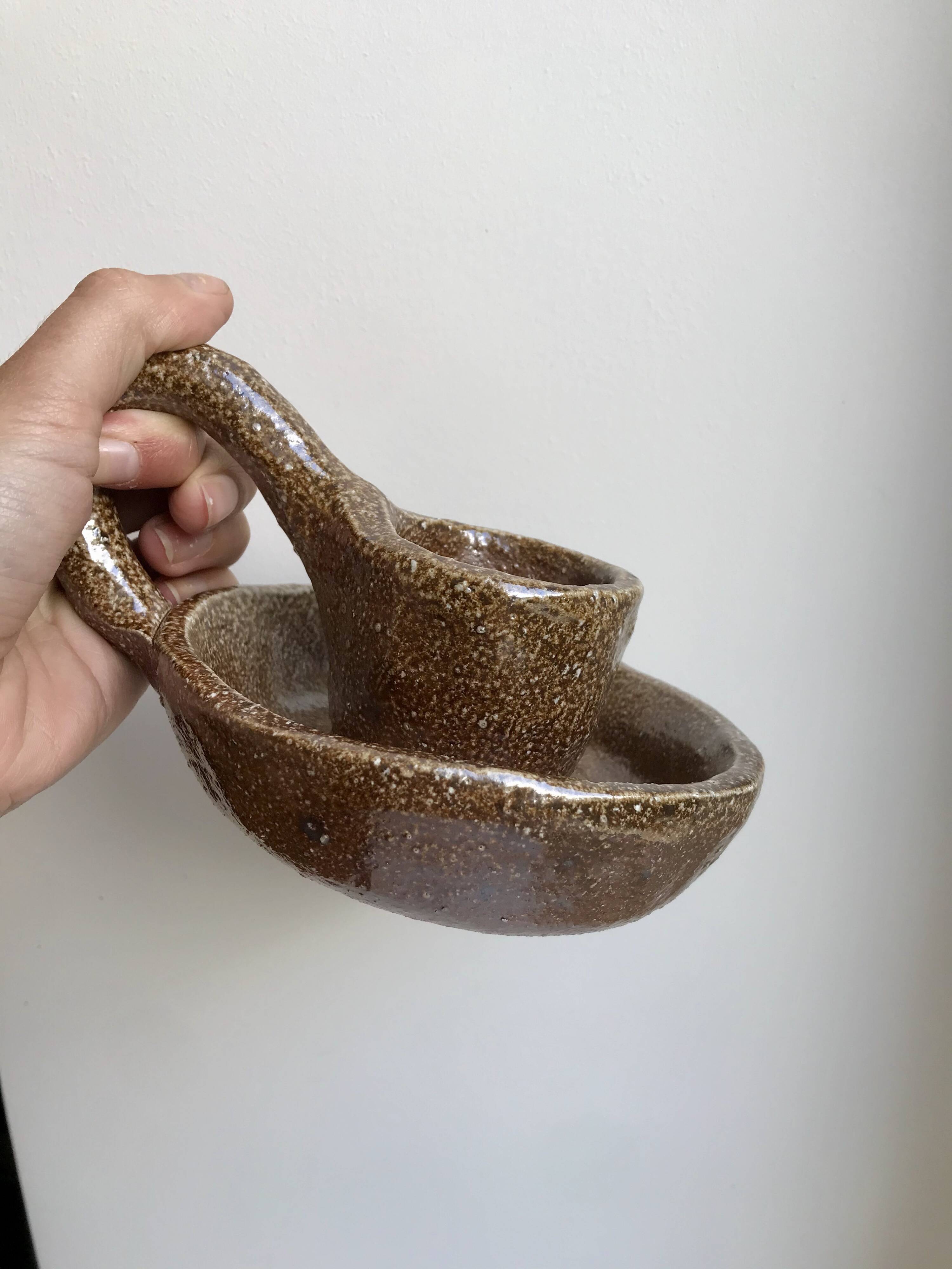 Ceramic candle holder pottery 70s