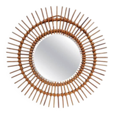 Large sun mirror rattan 68 cm. Vintage 60s