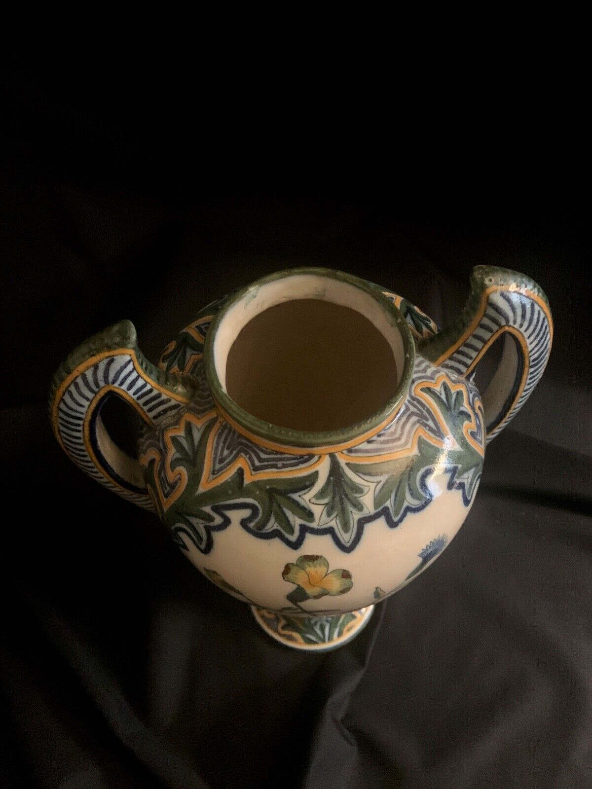 Henriot Quimper Vase, Signed HR, circa 1904-1922, numbered 13, Bretons, flowers