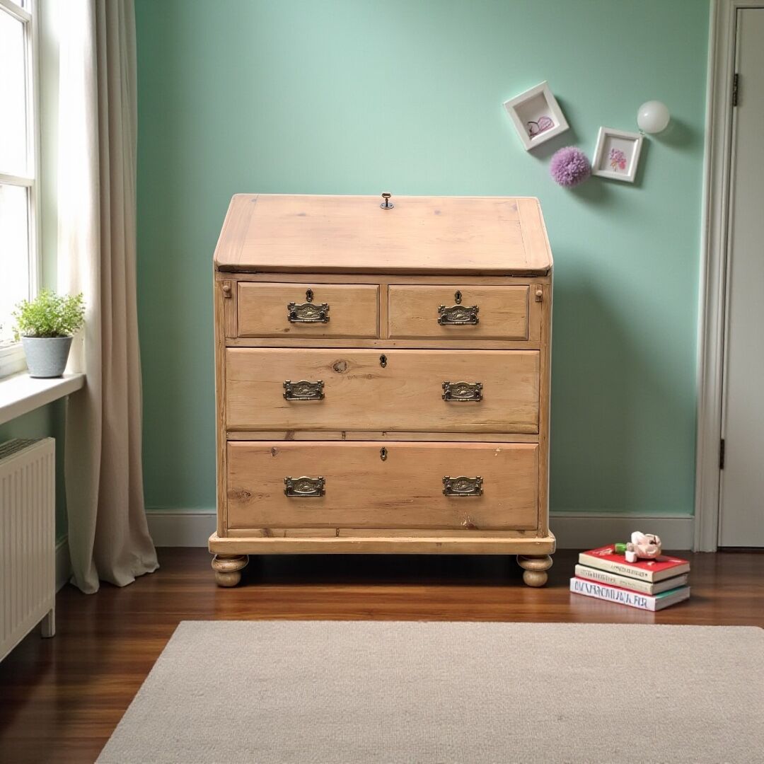 Commode, English slant-front desk, 19th century.