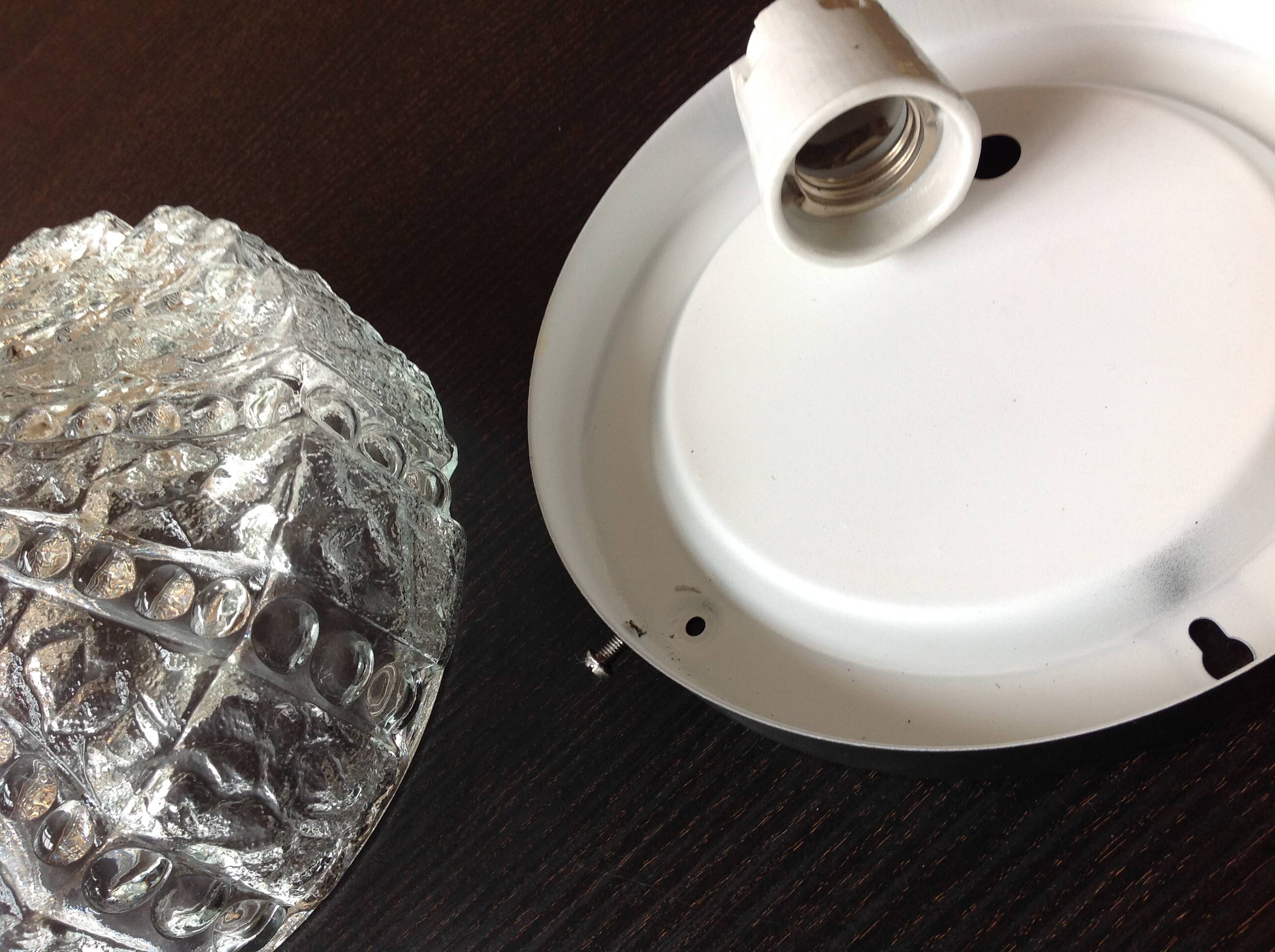 Round bubbled glass ceiling light / vintage 60s-70s