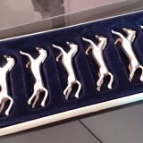 Set of 6 silver metal knife holders / Horse theme