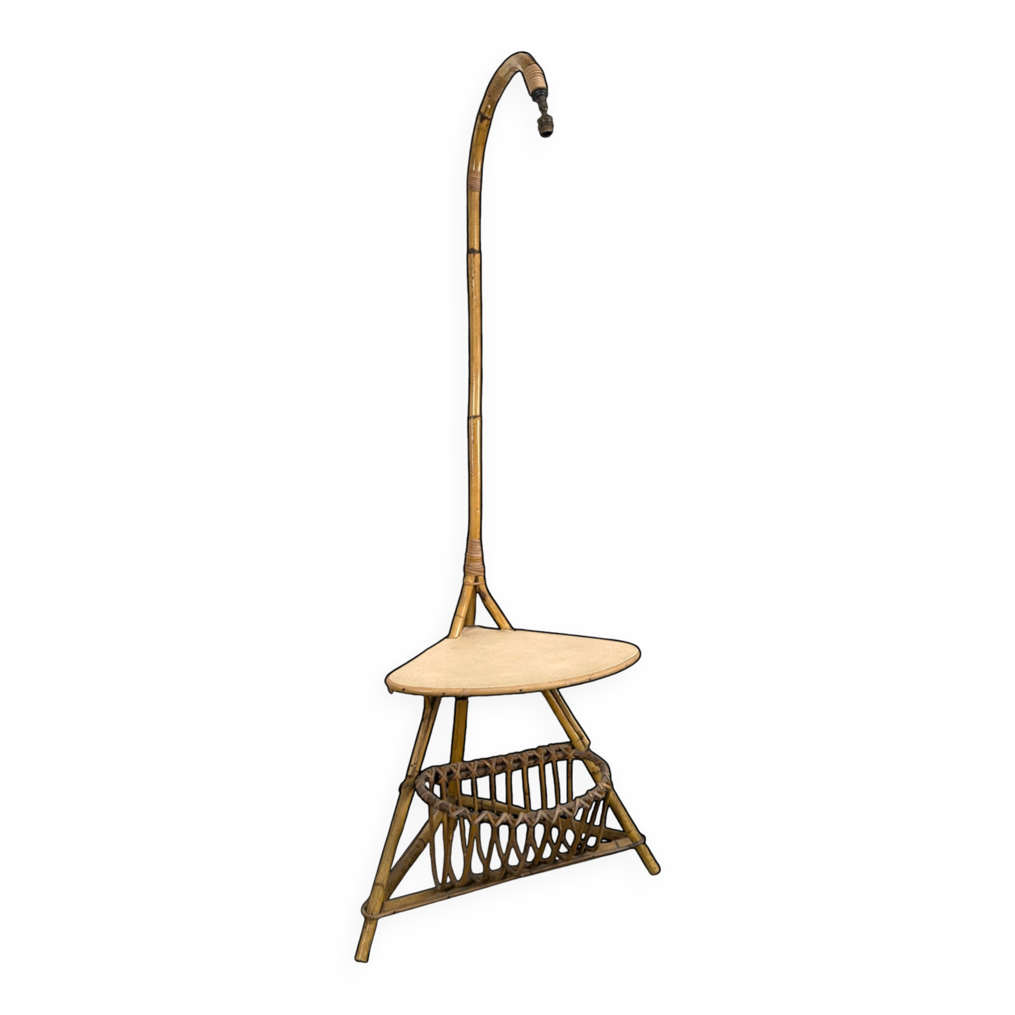 Bamboo and rattan floor lamp