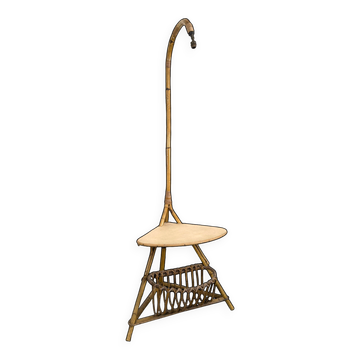 Lampadaire bambou et rotin