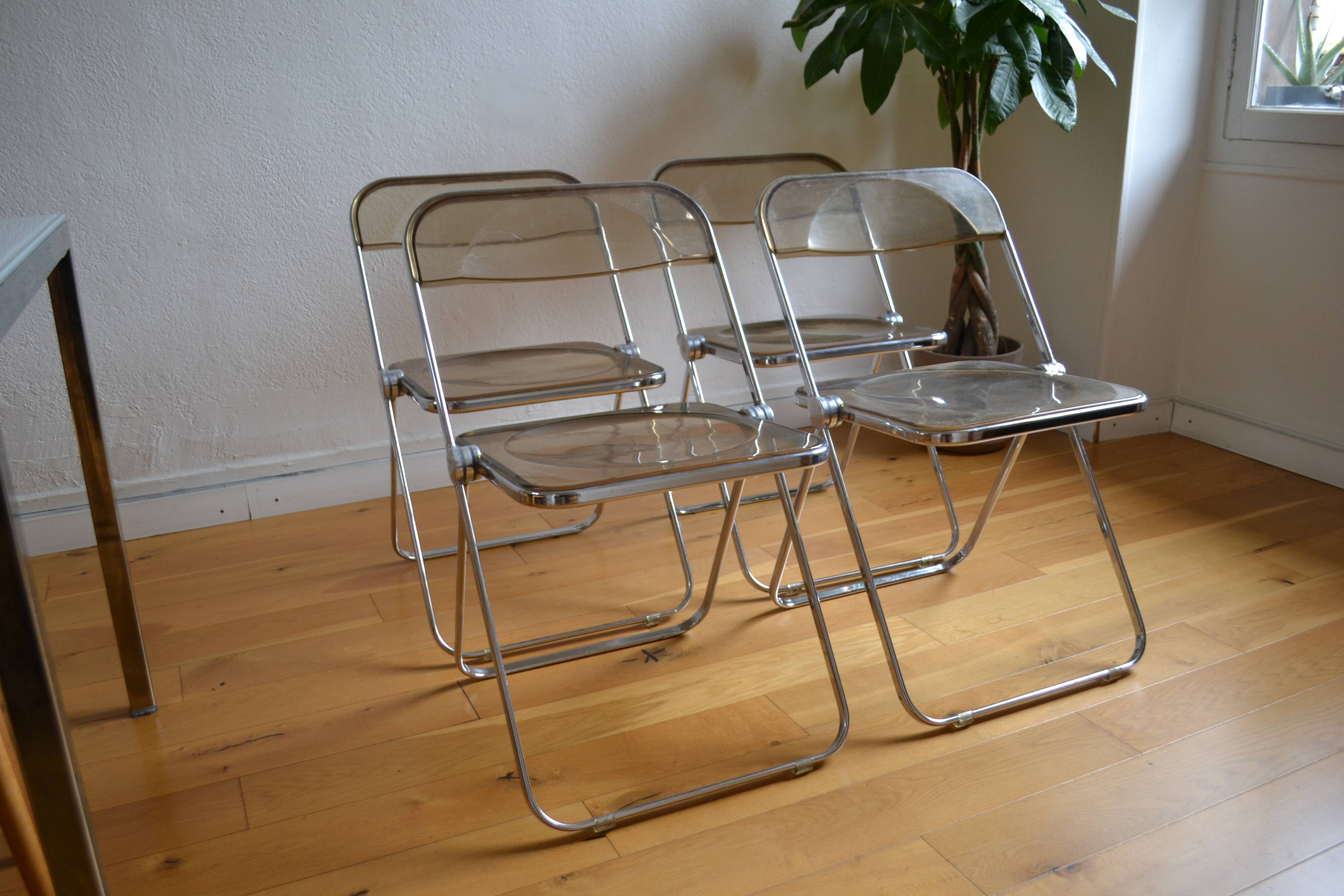 4 chaises Plia by Giancarlo Piretti @ castelli circa 1970