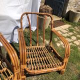 Set in vintage rattan sofa 3-seater seating and 2 seats