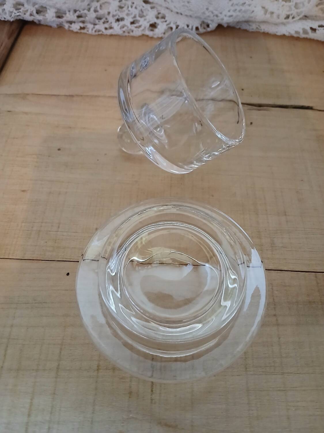 Individual glass butter dish