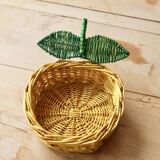 Small vintage wicker baskets in the shape of orange and lemon fruit