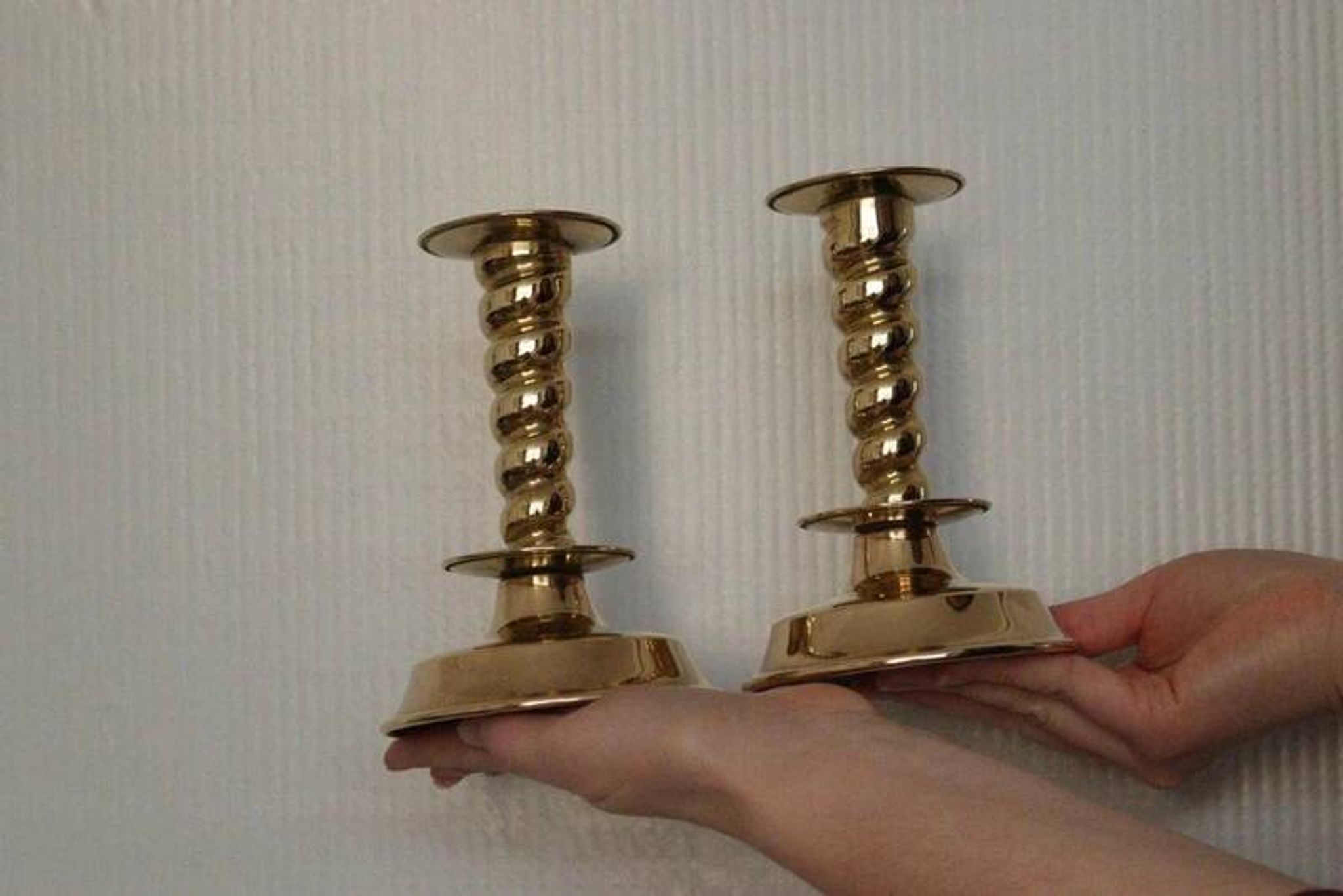 Pair of Swedish mid-century candlestick holders
