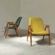 Pair of yellow and green resin and wood armchairs by Miroslav Navratil
