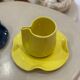 Set tasse mug nénuphar céramique artisanal pop jaune citron
