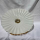 Vintage suspension opaline pleated lampshade with golden threads and claw socket.