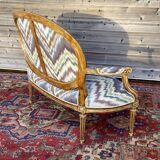 Louis XVI-style carved and lase-style wooden bench