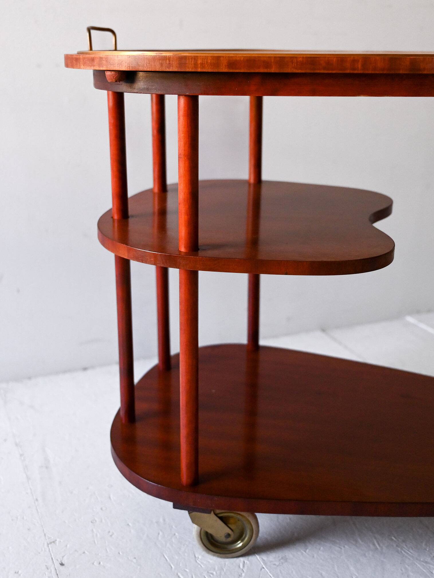Scandinavian vintage mahogany trolley, 1940s