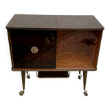 Vintage display bar cabinet on wheels from the 60s/70s.