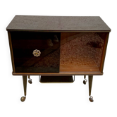 Meuble bar vitrine vintage sur roulette années 60/70