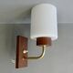 Scandinavian wall lamp in teak and opaline, 1970s