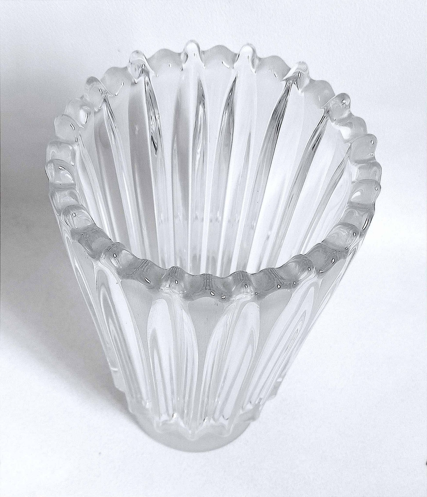 Molded pressed glass vase 1960s Height 22 cm