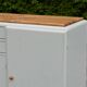 Renovated vintage buffet in Mado style – Celadon Libéron and natural wood – 13