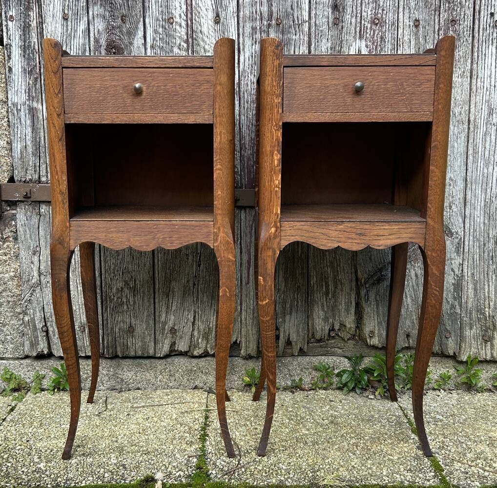 Pair of vintage Louis XV style bedside tables, wood, vintage, 60s