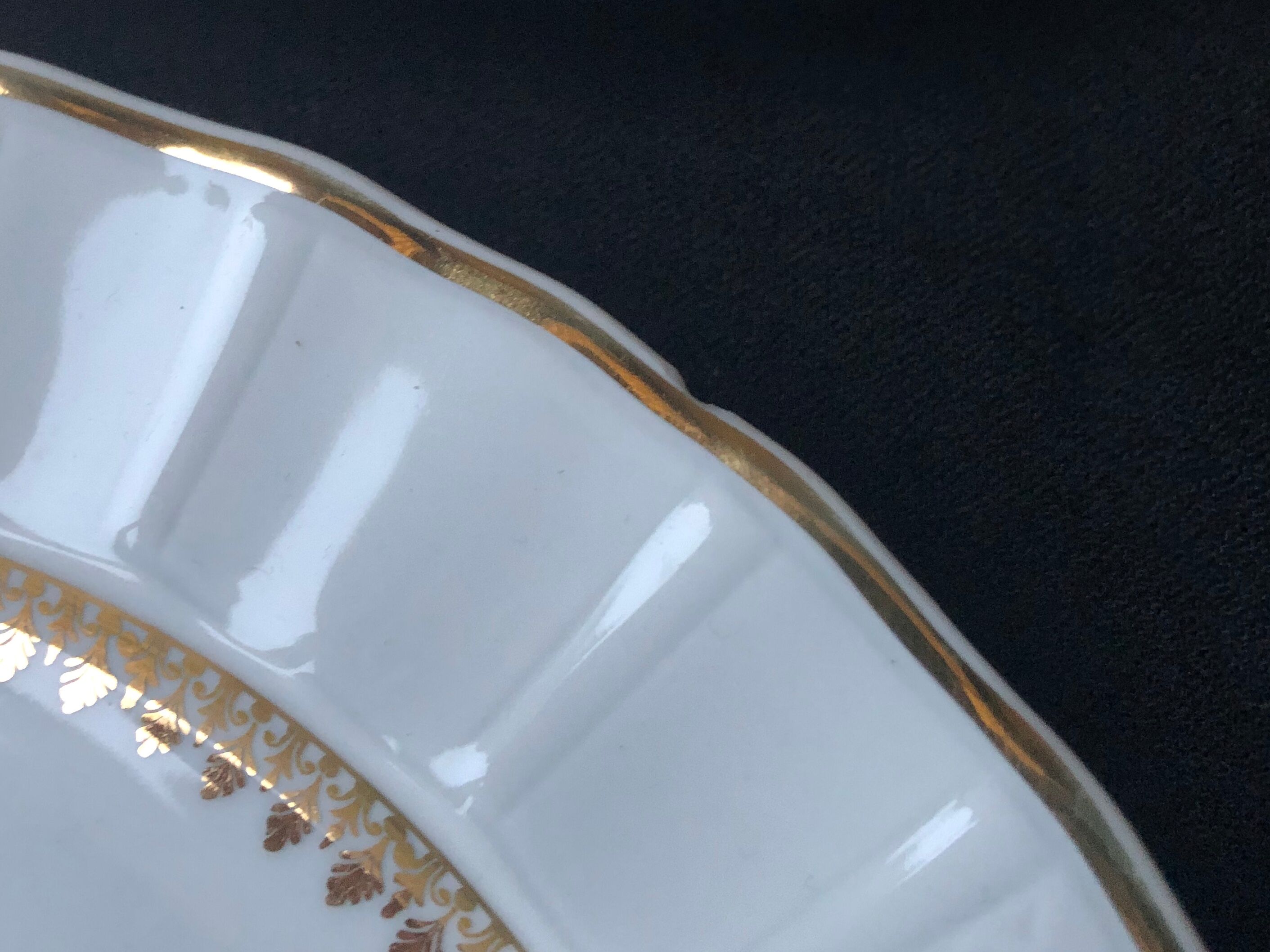 Limoges Bernardaud porcelain dessert plates - vintage co. 60s, white & gold