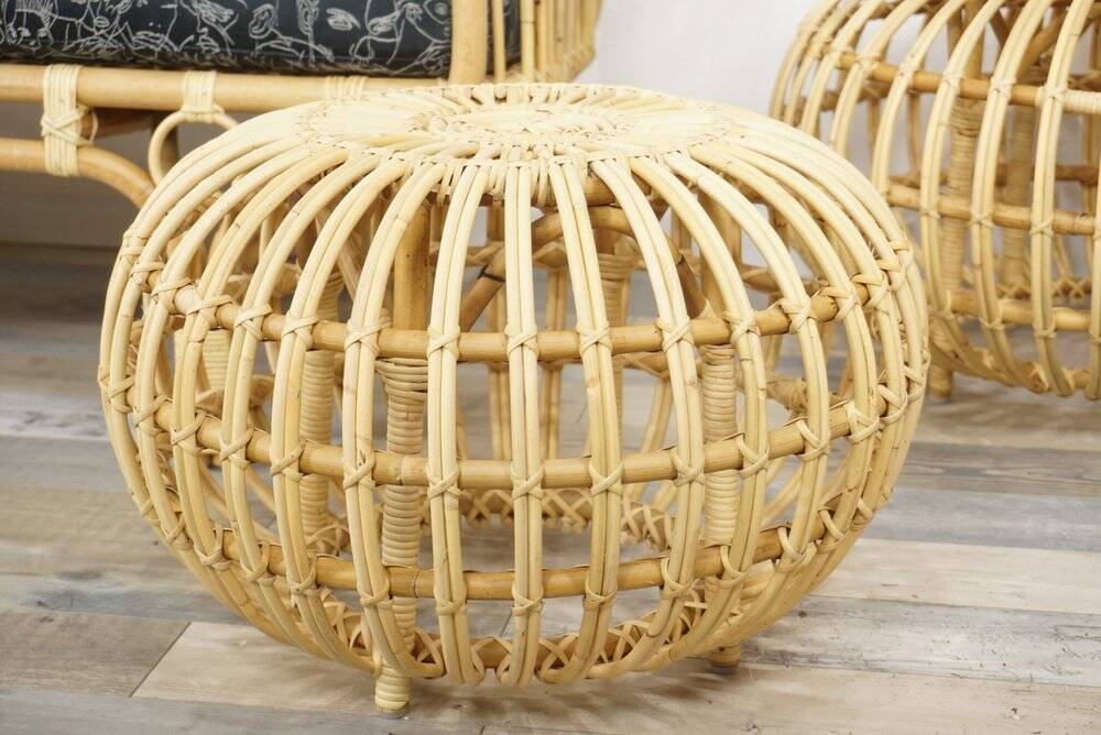 Large Rattan Ottoman attributed to Franco Albini, 1950s