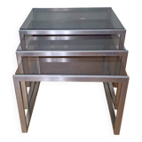 Chrome and smoked glass designer nesting table