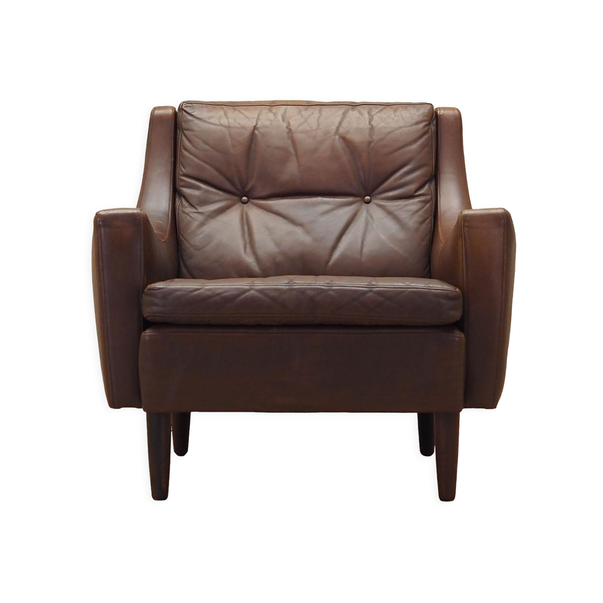 Brown leather armchair, Danish design, 1960s, designer: Edmund Jørgensen