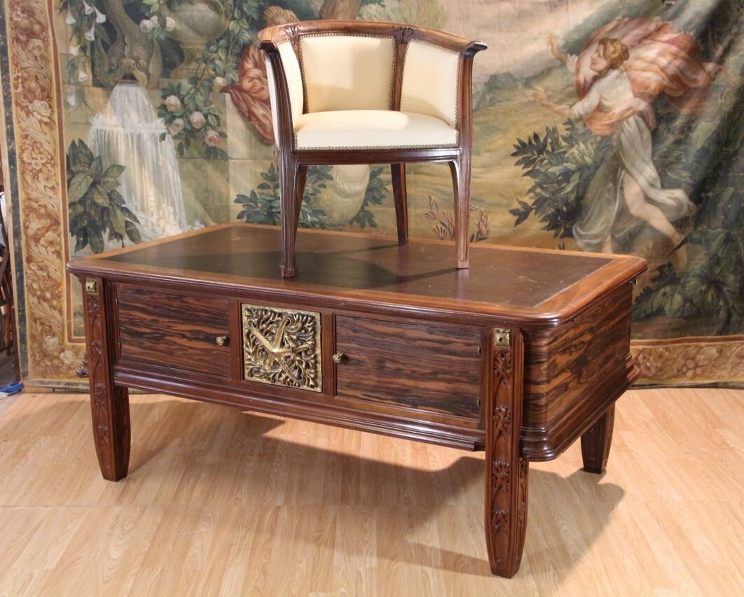 Art Deco flat desk and executive chair by Jules Cayette