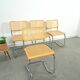 Italiaanse webbing set stoelen met chromen buisframe