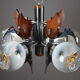 Mazzega chandelier in murano glass, chrome and wood, 1970's