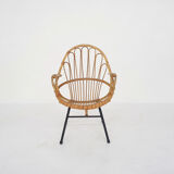 Fauteuil en bambou Rohe Noordwolde, Pays-Bas années 1950