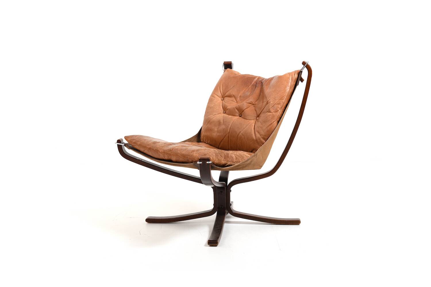 Sigurd Ressell Cognac Leather Falcon Chair 1970s