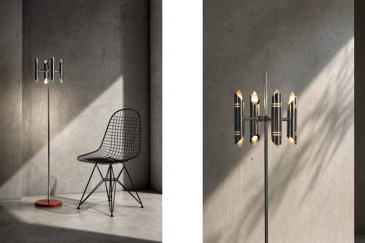 Vintage Mid-Century Italian Modern Space Age Chrome Floor Lamp, 1960s