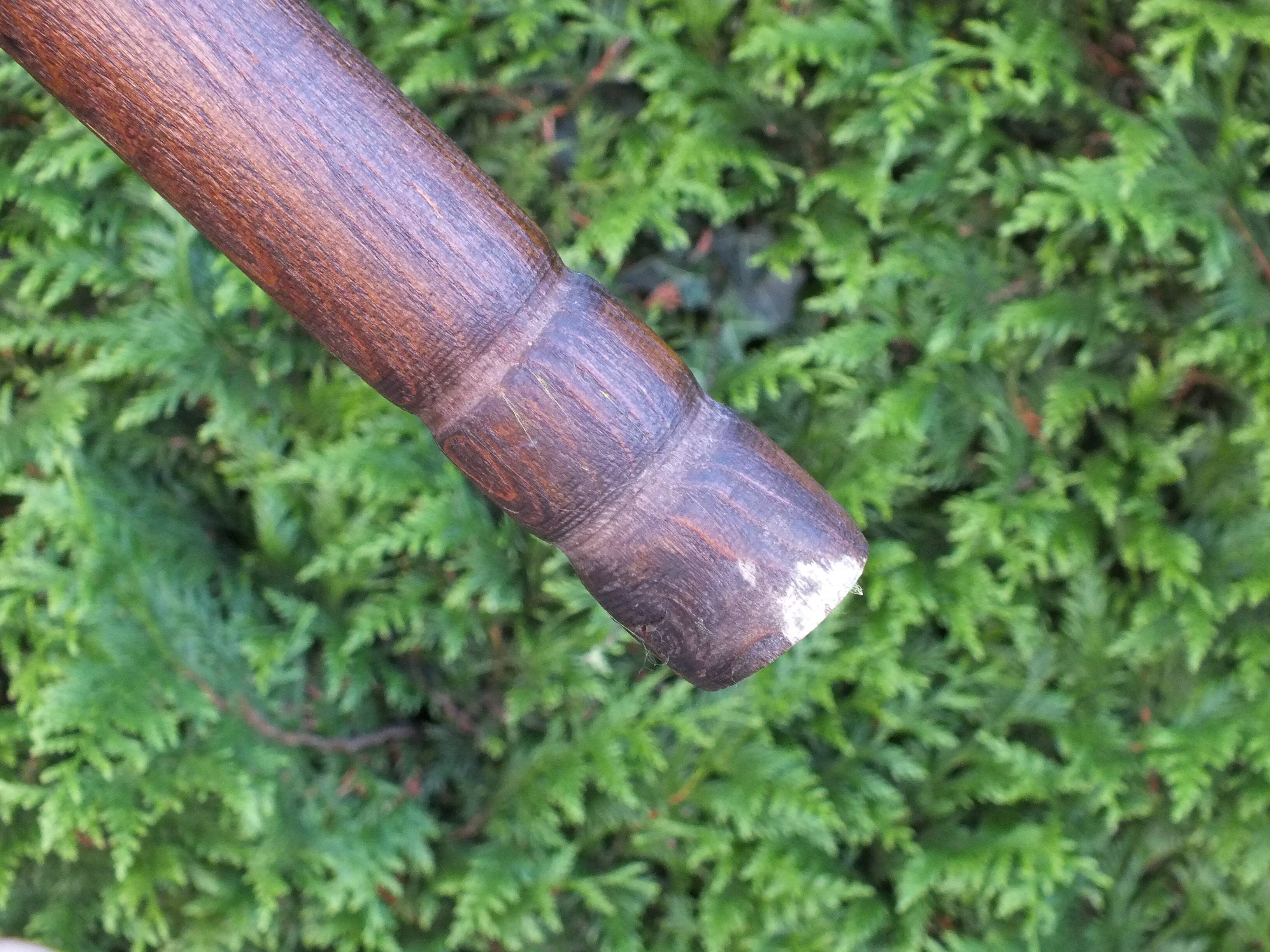 Pair of triangular turned wood stools or harnesses
