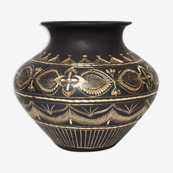 Brass, brown and golden vase